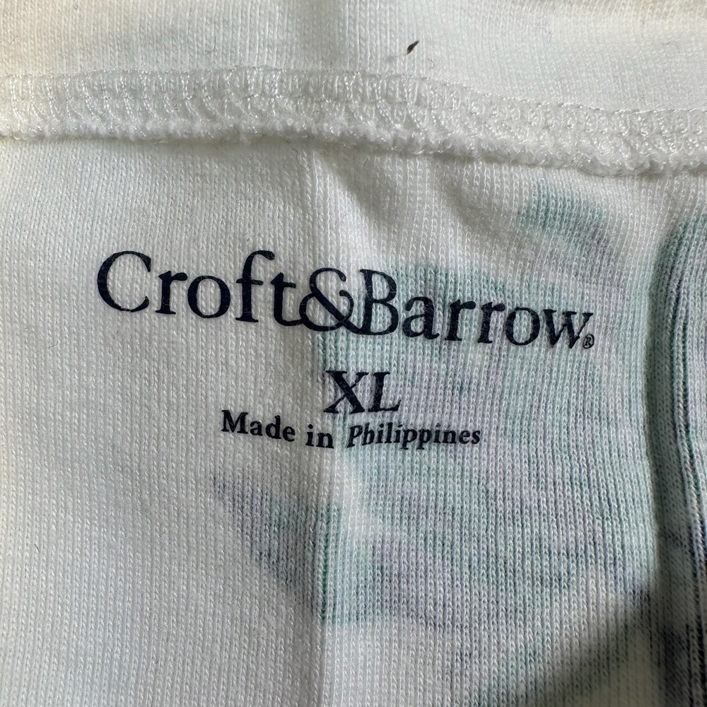 Croft & Barrow Womens XL White Blue Teal Floral 3/4 Sleeve Boat Neck Cotton Top - Picture 3 of 6